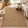 Natural braided jute rug in a bright living room