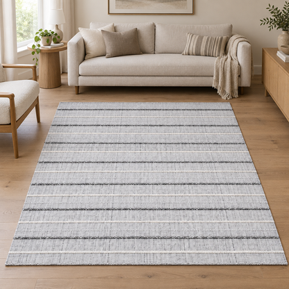 Photorealistic living room featuring the rug