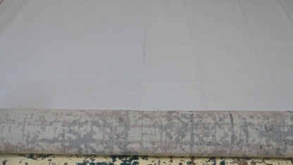 Alfombra Moderna con Diseño de Cuadros – Azul y Beige